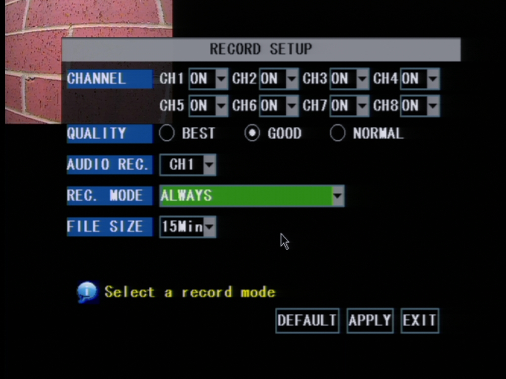 Zmodo Knowledge Base Setting Continuous Recording on 9000/9100 series